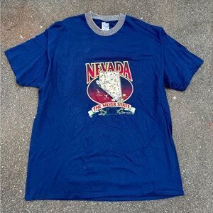 VINTAGE Nevada Silver State Map Graphic Tee Shirt MADE IN USA